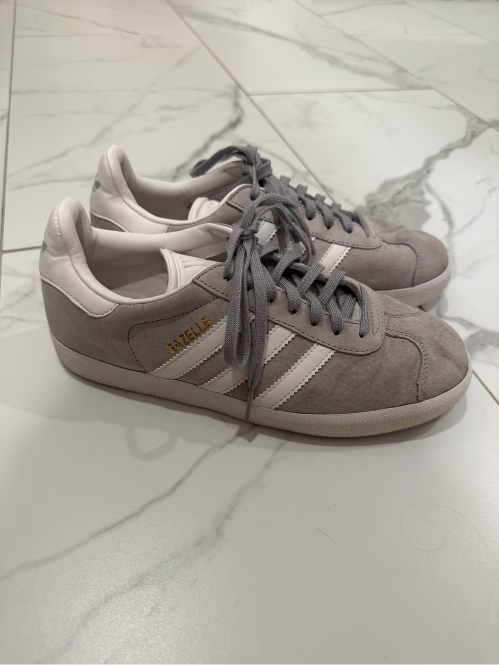 adidas Gazelle Suede Sneakers - Light Gray & White